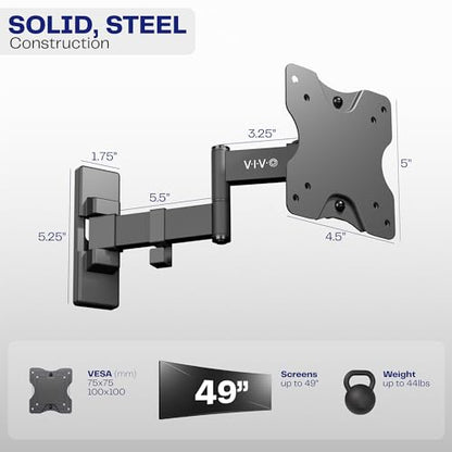 VIVO Black Single Ultrawide Wall Mount, Up to 49 in Screens, MOUNT-VW01M - color: Black, size: 75x75mm to 100x100mm VESA
