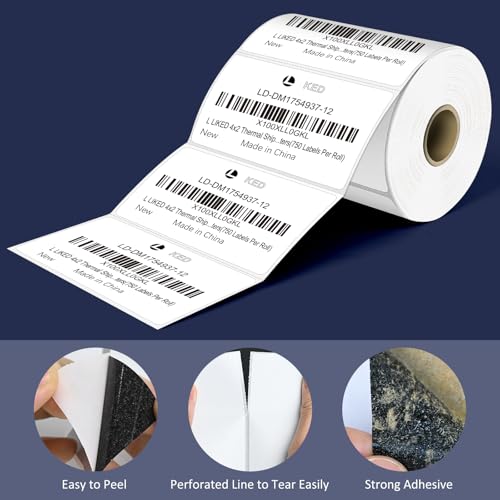 LLIKED 4" x 2" Direct Thermal Labels, 9000 Barcode Shipping Labels - size: 4"x2"-12 Rolls