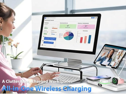 Wireless Charging Station for Apple Devices, Only for Apple Watch Charging - color: Cream
