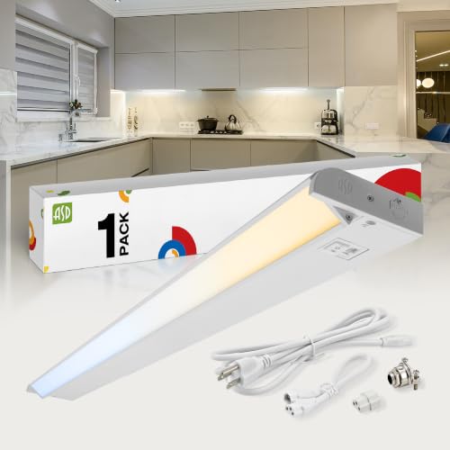 ASD Swivel LED Under Cabinet Lighting Plug in or Hardwired 32 Inch, Dimmable Under Cabinet Lights with High/Low/Off Switch, 3CCT 2700K-4000K, Linkable Under Counter Lights for Kitchen, White, ETL - color: White, size: 32 Inch