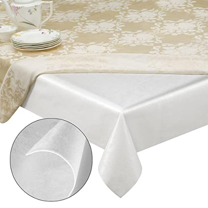 Premium Table Pad Protector Superior Protection from Spills, Scratches & Heat- Reusable Vinyl Table Cloth with Cushion Flannel Backing (52" Round) - size: 52" Round