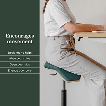 Branch Saddle Chair, Ergonomic Rolling Stool | Birch Plywood Frame and Recycled Seat Fabric, Height Adjustable Saddle Seat for Active Sitting and Better Posture, Pacific - color: Pacific