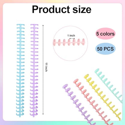 20 PCS Comb Binding Spines 1/2" Diameter 30 Ring Plastic Binder Combs and Spiral Binding Coils, Spiral Coils for Student Teacher Business Document File Notebook File Making (Colorful)