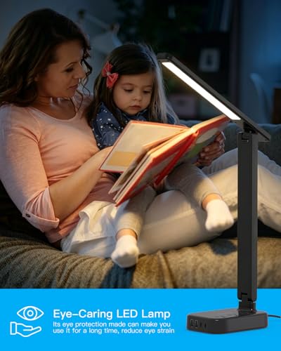 LED Desk Lamp Power Strip with 4 USB 3 Outlets, Dorm Room Essentials, Black - color: Black, size: 5 Ft
