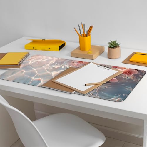 Large Computer Mouse Pad with Non-Slip Base for Desktop, Cute Gaming Mouse Mat with Stitched Edges, Long Extended Anime Mousepad for Laptop, 31.5 x 11.8 inches (Pink Cherry Blossoms) - color: Pink Cherry Blossoms