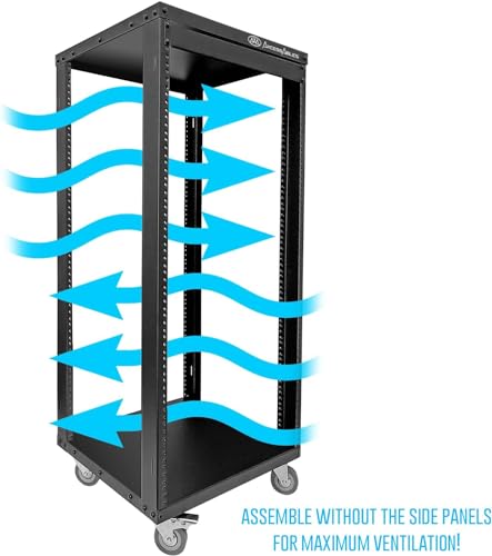 AxcessAbles 30U 19-Inch Rolling Network Server Rack 550LB Capacity. 18-Inch Depth Heavy Duty Open Frame AV Rack with Removable Side Panels. Includes 5mm and 6mm Screws - color: 30U