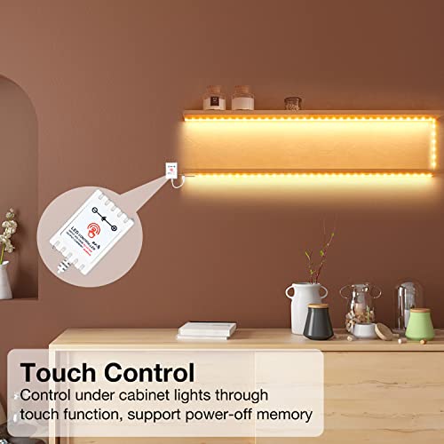 DAYBETTER Under Cabinet Lighting kit, 10 PCS LED Strip Lights with Remote, Dimmable Under Cabinet Lights for Kitchen Cabinet, Counter, TV Back,Showcase 2700K-6500K Warm to Daylight White,Timing,16.4ft - size: 16.4ft