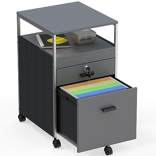 SHW Box File Rolling Mobile Cabinet with Lockable Drawer, Gray - color: Grey