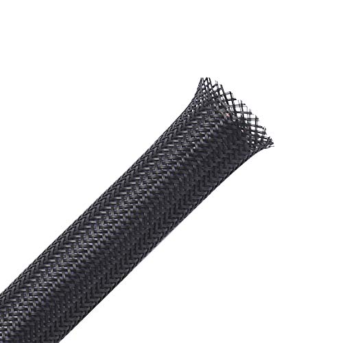 25ft - 1 inch PET Expandable Braided Sleeving – Black – Alex Tech Braided Cable Sleeve - color: Black, size: 1"-25ft