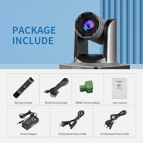 FEELWORLD POE20X 1080p 20X Optical Zoom 3G SDI HDMI IP PoE PTZ Camera | Low Light Correction, Auto Focus for Live Streaming Church Business Education Medical Conference Room Camera System - size: POE20X