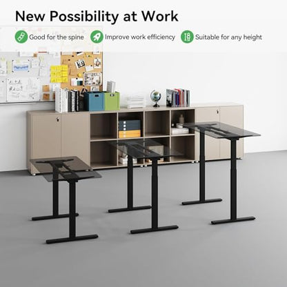 Dual Motor Standing Desk Frame for 40-63 in Tops, 264 lb, Black | Frame Only, Fits 40-63 x 24-28 in Tops, 28.3-46.5 in Height, 2+3 Controls, ≤45 dB, 264 lb Capacity - color: Black