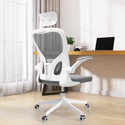 Ergonomic Office Desk Chair High Back Mesh Computer Chair Adjustable Chair | 360° Swivel Adjustable Lumbar Support & Flip-Up Armrests capacity 300 lbs capacity - color: 06grey