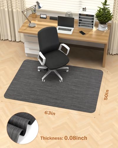 Blvornl Office Chair Mat for Hardwood Floor, 50"*63" Desk Computer Chair Mat for Hard Wood, Large Anti-Slip Hard Floor Protector for Rolling Chair, PVC Desk Rug for Office Black - color: Black, size: 50"*63"