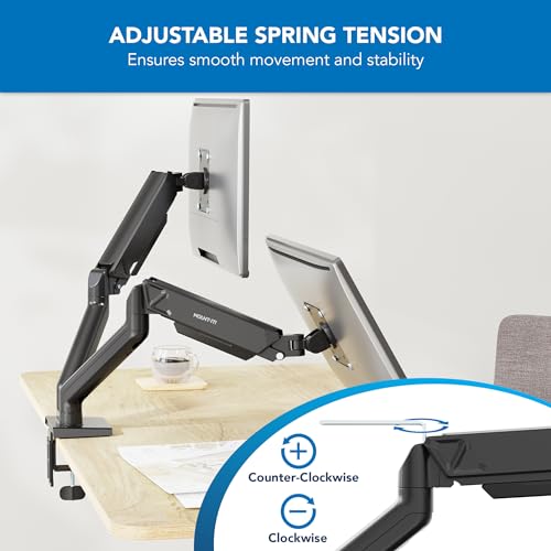 Mount-It! Dual Monitor Mount, 17-32", 19.8 lbs Each | Full motion spring arms with tilt/swivel/rotate, VESA 75x75 & 100x100, desk mount.