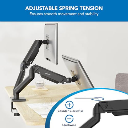 Mount-It! Dual Monitor Mount, 17-32", 19.8 lbs Each | Full motion spring arms with tilt/swivel/rotate, VESA 75x75 & 100x100, desk mount.