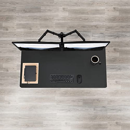 VIVO Manual Height Adjustable 48 x 30 inch Stand Up Desk, Black Solid One-Piece Table Top, Black Frame, Standing Workstation with Foldable Handle, DESK-KIT-MB5B - color: Black Top / Black Frame, size: 48" x 30"