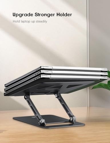 Aoviho Adjustable Laptop Stand for Desk, Portable Laptop Stand Holder and Riser, Foldable Aluminum Notebook Computer Stand for MacBook Air Pro HP Lenovo Dell Samsung Chromebook, 10-15.6 inch, Black - color: Black