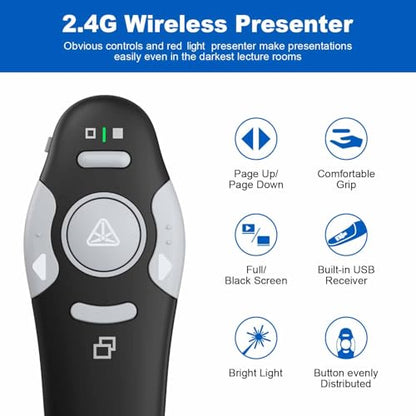 QUI 2 Pack Wireless Presentation Clicker Remote,USB Black Purple - color: Black Purple, style: USB