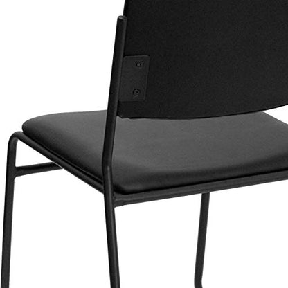 Flash Furniture 5 Pack HERCULES Series 500 lb. Capacity High Density Black Vinyl Stacking Chair with Sled Base | Sled Base, Vinyl Upholstery, 500 LBS. Weight Capacity - color: Black Vinyl/Black Frame, size: Set of 5