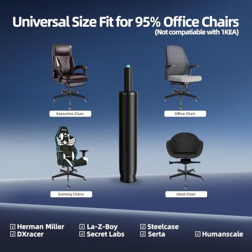 9 Inches to 13 Inches Office Chair Cylinder Replacement, 4'' Stroke, Heavy Duty 1000 lbs, Hydraulic Pneumatic Shock Piston, Universal Gas Cylinder Fit for Most Office Chairs, Class 4 (Black) - color: Matte Black, size: 4'' Travel Length