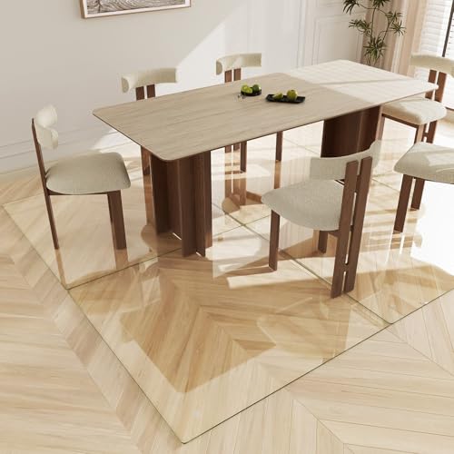 Koonmi Tempered Glass Chair Mat 46"x46" - Premium Office Chair Mat for Hardwood Floors & Low-Pile Carpet with 4 Non-Slip Pads - Thick Scratch-Resistant Surface - size: 46*46