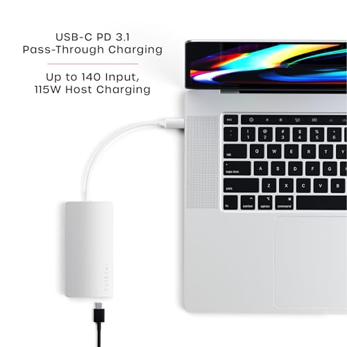 Satechi 8-in-1 USB-C Hub V2, 115W PD Charging, 4K HDMI, Ethernet, Silver | 4K HDMI, 3 USB-A, Ethernet, Micro/SD Card Readers, for MacBook Air/Pro/Neo, iPad Air/Pro, Windows - color: Silver, size: V2