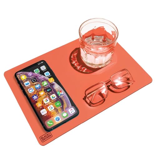 BLACK+DECKER Water-Resistant Nightstand Mat, 7.5" x 11" – Protects Nightstands from Liquids & Dirt, Travel-Ready, Stylish PU Leather Protector, Night Stand Covers, End Side Table Pad, Coffee Table Top