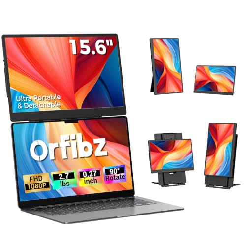 15.6” Laptop Screen Extender, 5 Modes & 360° Rotating Portable Monitor | FHD 1080P, Fit for 12-17.3" Laptops, Plug & Play, Detachable & Height Adjustable Dual Travel Monitor Extender for Mac/Wins - color: 15.6" Shadow Black