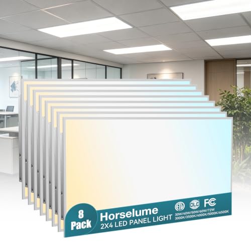 8Pack 2x4 LED Flat Panel Light, 9630LM, Selectable 30W-72W and 3000K-6500K, Dimmable 0-10V, Drop Ceiling Fixture for Office, School, Store (8Pack) - size: 8Pack
