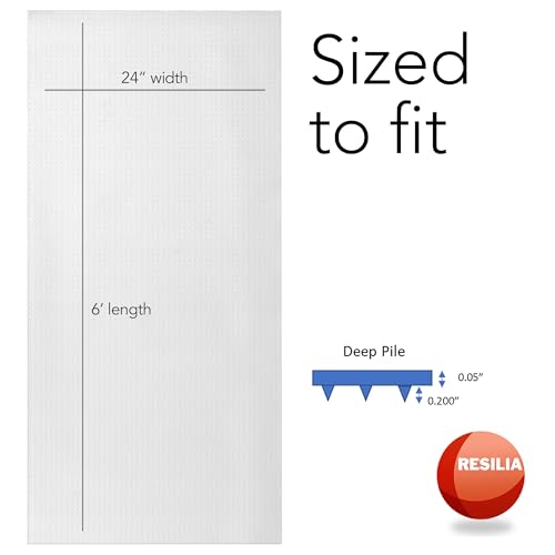 RESILIA Industrial Deep Pile Carpet Runner - Crosshatch Pattern Non Slip Carpet & Rug Protector Mat, Waterproof Clear Plastic Vinyl Floor Covering, 24 Inches Wide x 6 Feet Long, Made in The USA - size: 2' x 6' (Runner)