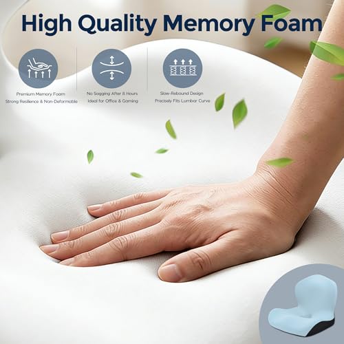 Seat Cushion, Office Chair Cushion, L-Shaped Ergonomic Car Seat Cushions, Memory Foam Chair Cushion, Lumbar Support Pillow for Wheelchair, Car, Home, Office, Desk, Blue - color: Blue