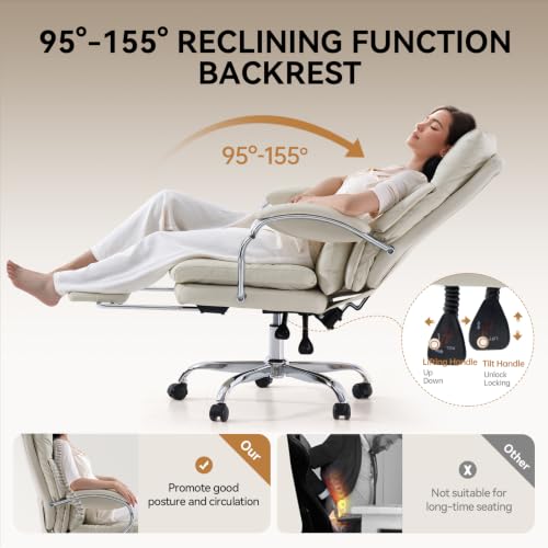 LEAGOO LE Office Chair with Footrest, Reclining Desk Chair for Home Office