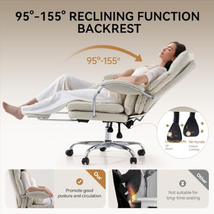 LEAGOO LE Office Chair with Footrest, Reclining Desk Chair for Home Office