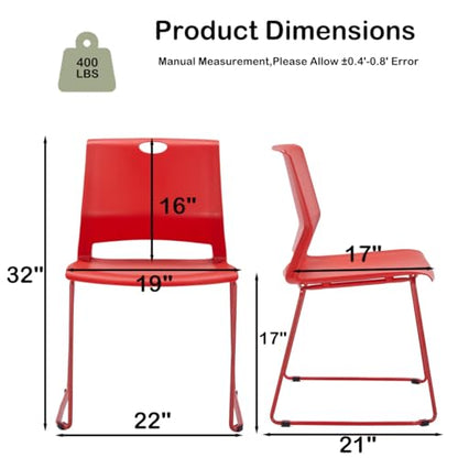 Red Stacking Conference Guest Chairs Set of 4, stackable Waiting Breakroom - color: Red, size: 4 pack