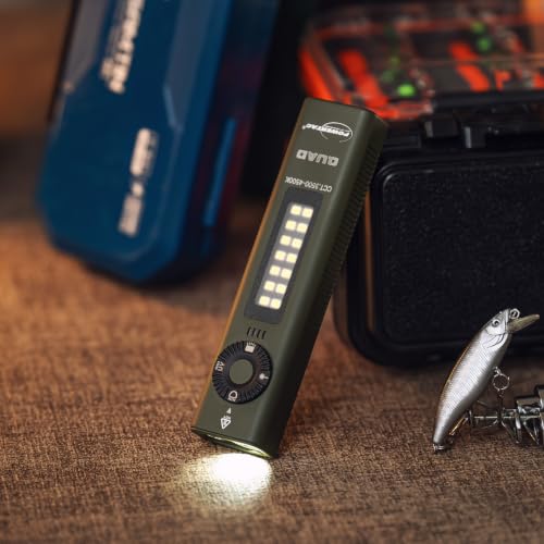 PowerTac Quad 2000 Lumen Flashlight, 4-in-1 Flat Design | USB-C Rechargeable, Multi-Light EDC Light (Green) - color: Green