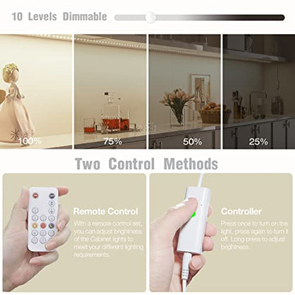 WOBANE 8PCS Under Cabinet LED Lighting with Remote, Natural White LED Strip - color: Natural White
