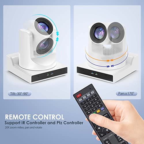 PTZ Camera 20x Optical Zoom with AI Tracking/Anti-Jerky Mechanical Gear Transmission, HDMI 3G-SDI USB3.0 LAN PoE Live Streaming Camera for Church Worship, Live Streaming, Conferences vMix OBS - size: 20X-SDI-White