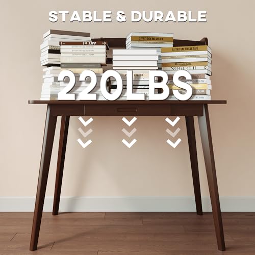 IOTXY Small Writing Desk with Hutch - 39.4" Work Computer Study Table - color: Black Walnut