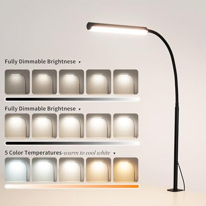 LED Desk Lamp for Office Home, Adjustable Flexible Eye-Caring Desk Light with,5 Modes 10 Brightness Adjustment, USB Adapter Desk Lamp with Clamp-MINI-B - style: Mini