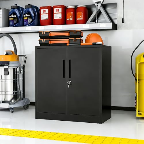 Metal Storage Cabinet for Garage, Tool Cabinet, Utility Cabinet - color: Black, size: M - 2 Doors & 3 Shelves (Wheelless)