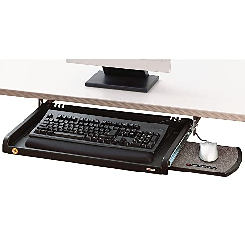 3M Adjustable Under-Desk Keyboard Drawer, Three Height Settings, Wide Tray with Gel Wrist Rest Accomodates Most Keyboards, Slide Out Mouse Platform with Precise Mouse Pad, Black (KD45), 4" x 60 ft