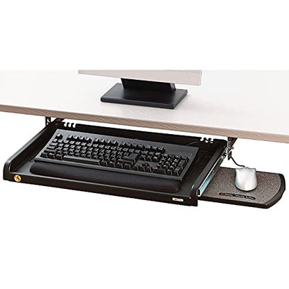 3M Adjustable Under-Desk Keyboard Drawer, Three Height Settings, Wide Tray with Gel Wrist Rest Accomodates Most Keyboards, Slide Out Mouse Platform with Precise Mouse Pad, Black (KD45), 4" x 60 ft