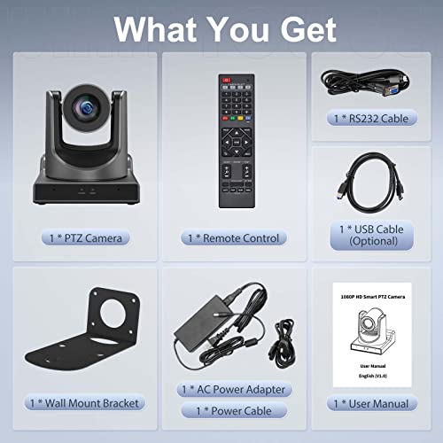 PTZ Camera 20X Optical Zoom with AI Tracking,HDMI,3G-SDI,USB3.0,POE,LAN,Simultaneous 3G-SDI and USB Video Output,NDI PTZ Camera for Church, Conferences, Teaching,vMix OBS etc - size: 20X-NDI-Black