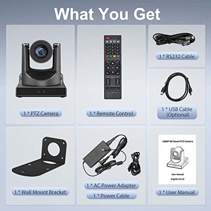 PTZ Camera 20X Optical Zoom with AI Tracking,HDMI,3G-SDI,USB3.0,POE,LAN,Simultaneous 3G-SDI and USB Video Output,NDI PTZ Camera for Church, Conferences, Teaching,vMix OBS etc - size: 20X-NDI-Black
