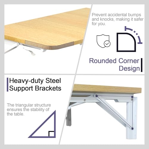 TEAMIX Wall Mounted Folding Table for Small Spaces, Floating Desk, Maple - color: Maple, size: 22"W x 15.7"D