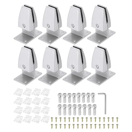 PATIKIL 2.8x1.7x3.6" Desk Divider Support Clamp, 8 Pcs Aluminum Desk Shield Clamp Desk Divider Partition Clamp Sneeze Guard Clamp Bracket for Office Home Desk Panel, Silver - color: Silver