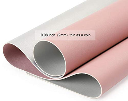 SUJAYU Dual Sided PU Leather Desk Pad, Mouse Pad, Office Desk Mat, Non-Slip Laptop Desk Pad, Waterproof Desk Writing Pad for Office and Home (23.6" x 11.8", Pink+Silver) - color: Pink+silver, size: 11.8" x 23.6"