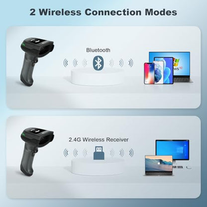 OBZ Bluetooth Barcode Scanner Handheld 1D 2D QR Code Scanner with 2.4G Wireless Strong Decoding for iOS Android Windows PC POS Smartphone Tablet,Portable for Library,Warehouse,Supermarket,Inventory - style: Bluetooth scanner