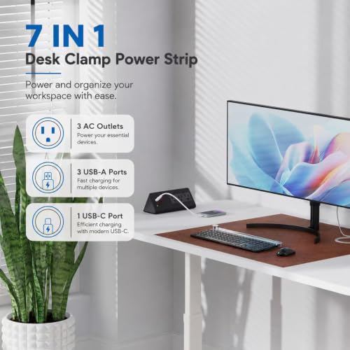 Nightstand Charging Station, Nightstand Edge Power Strip with 3 AC Outlets, 4 Fast Charging USB Ports, Connect 6.56FT Flat Plug, Desk Surge Protector for Office Home Hotel, 2-Pack(Black) - color: 2Pack-Black