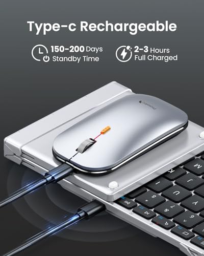 ProtoArc XKM01 Full-Size Foldable Keyboard Mouse for Travel, Black Silver - color: Black Silver